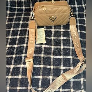 Valentino (Tan Quilted Crossbody Bag)